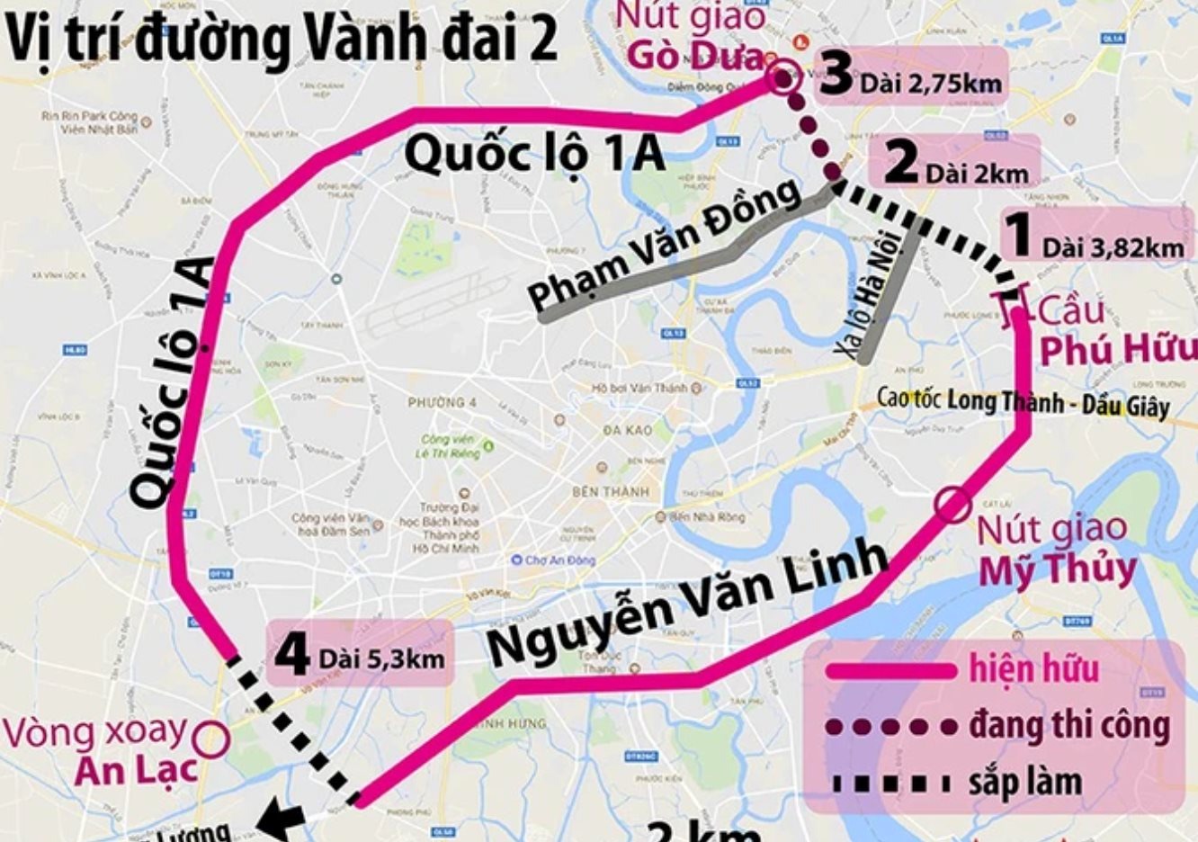 Hai đoạn vành đai 2 thuộc khu vực Tp.Thủ Đức dự kiến sẽ khởi công vào cuối năm 2024, khép kín dự án vành đai 2 Tp.HCM.