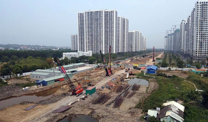 Công trường thi công dự án đường Vành đai 3 TP.HCM Ngọc Dương