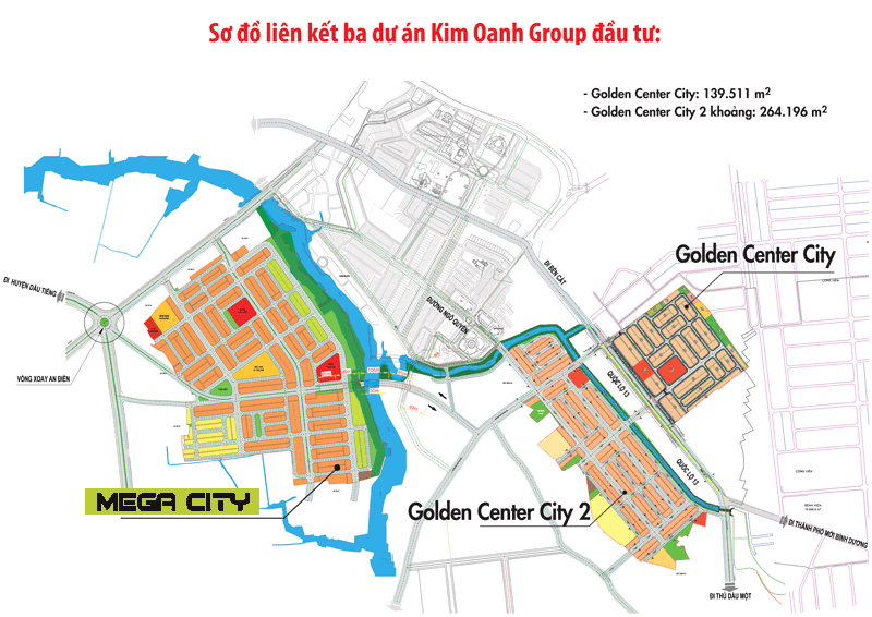 Mega City I nằm trong khu liên kết 3 dự án của Kim Oanh Group