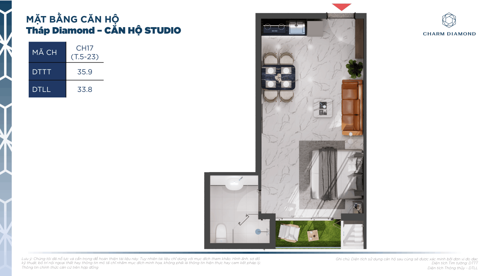 Mặt bằng căn hộ studio