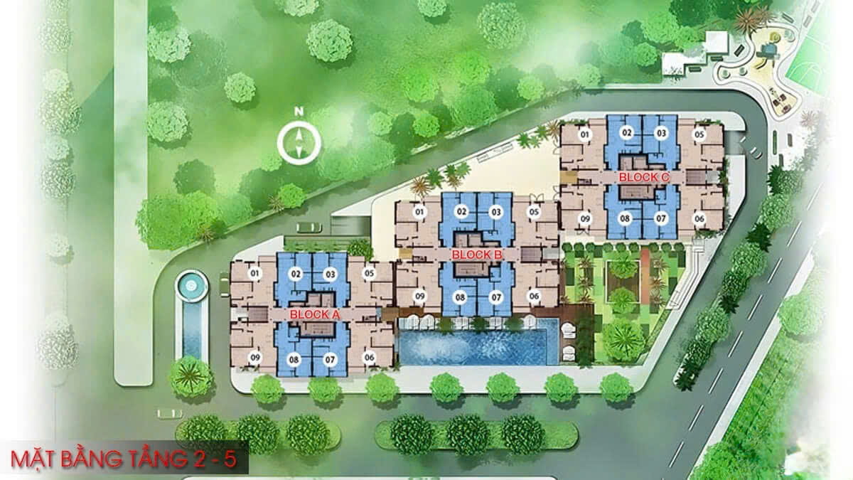 Mặt bằng tổng thế tầng 2-5