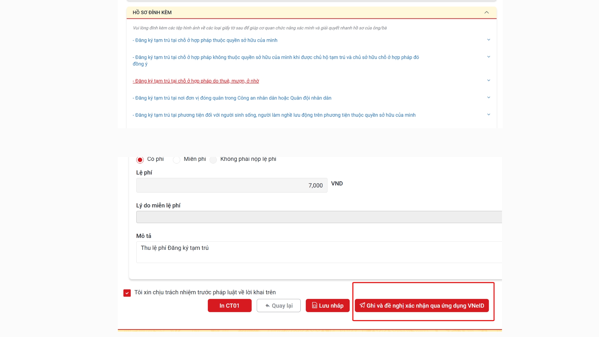 Bước 4 - Đăng ký tạm trú online trên dịch vụ công