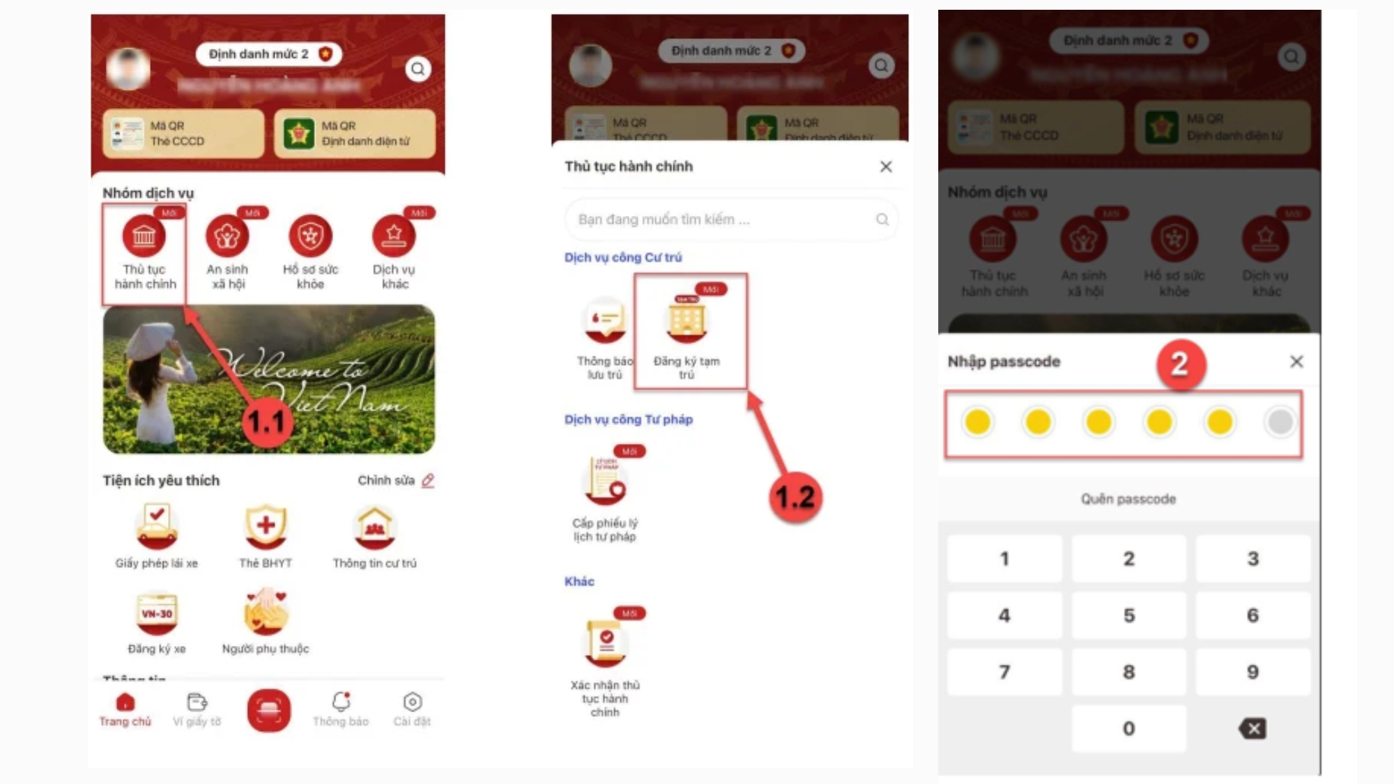 Bước 1 - Đăng kí tạm trú online trên VNeID